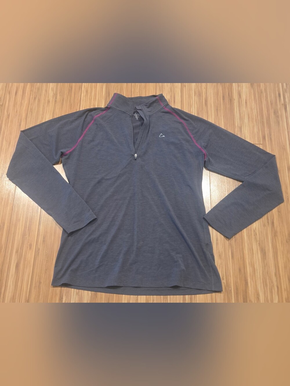 Paradox Long-Sleeve Quarter-Zip Performance Top - Charcoal with Pink Trim